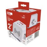 EMOS P0222CQ, Hosszabbító - kocka 2 m / 2 aljzat / fehér / 2×USB-A+1×USB-C+Qi / 1,5 mm2
