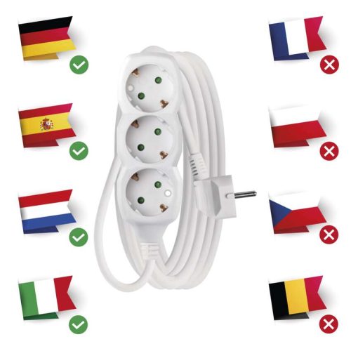 EMOS P0325R, Hosszabbító 5 m / 3 aljzat / fehér / PVC / 1,5 mm2