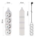 EMOS P0422, Hosszabbító 2 m  /  4 aljzat  /  fehér  /  PVC  /  1 mm2