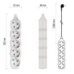 EMOS P0522, Hosszabbító 2 m  /  5 aljzat  /  fehér  /  PVC  /  1 mm2