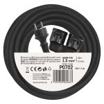 EMOS P0702, Hosszabbító 15 m / 2 aljzat / fekete / gumi / 250 V / 1,5 mm2
