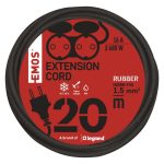 EMOS P0703, Hosszabbító 20 m / 2 aljzat / fekete / gumi / 250 V / 1,5 mm2