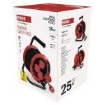 EMOS P082251, Kültéri kábeldob 25 m / 4 aljzat / fekete / gumi / 230V/400V / 1,0 mm2