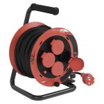 EMOS P082251, Kültéri kábeldob 25 m / 4 aljzat / fekete / gumi / 230V/400V / 1,0 mm2