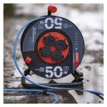 EMOS P08650W, Weatherproof kábeltekercs 50 m / 4 aljzat / kék / szilikon / 230 V / 1,5 mm2