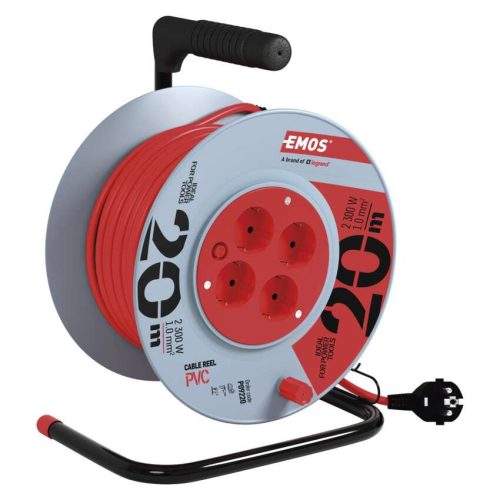 EMOS P09220, Kábeldob 20 m / 4 aljzat / piros / PVC / 230 V / 1 mm2