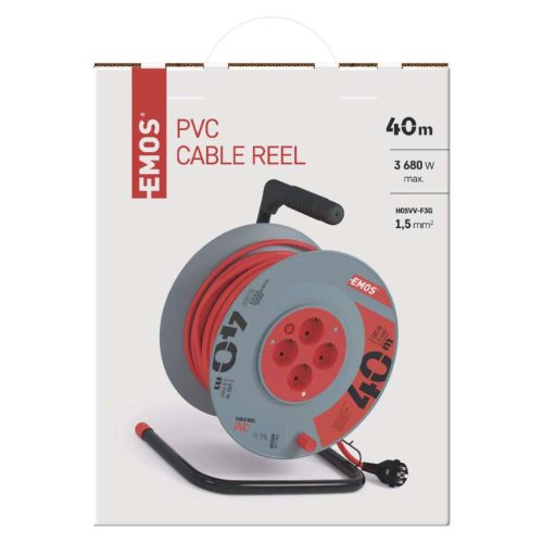 EMOS P09240, Kábeldob 40 m / 4 aljzat / narancssárga / PVC / 230 V / 1,5 mm2