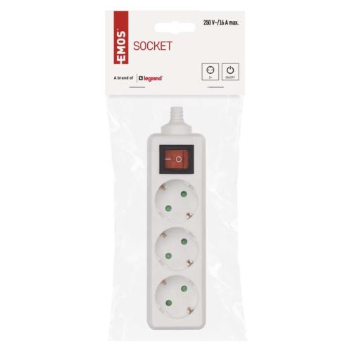 EMOS P1320, Elosztó (hosszabbító) vez nélk 3 aljzat kapcsolható