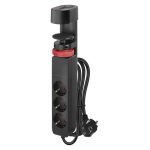 EMOS P1321PD, Hosszabbító kábel 1,5 m/3 aljzat/kapcsoló/asztalra szerelhető/USB/fekete/PVC/1,5 mm2 