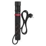 EMOS P1321PD, Hosszabbító kábel 1,5 m/3 aljzat/kapcsoló/asztalra szerelhető/USB/fekete/PVC/1,5 mm2 