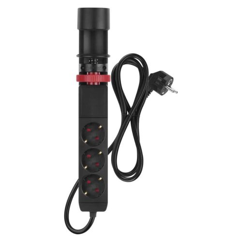 EMOS P1321PD, Hosszabbító kábel 1,5 m/3 aljzat/kapcsoló/asztalra szerelhető/USB/fekete/PVC/1,5 mm2 