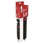 EMOS P1321PD, Hosszabbító kábel 1,5 m/3 aljzat/kapcsoló/asztalra szerelhető/USB/fekete/PVC/1,5 mm2 