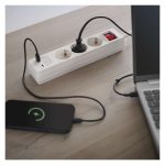 EMOS P1322CU, Hosszabbító 2 m / 3 aljzat / kapcsolós / fehér / 1× USB-A + 1× USB-C  / 1,5 mm2