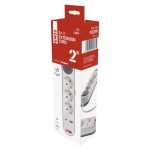 EMOS P1322PD, Hosszabbító 2 m / 3 aljzat / kapcsolós / fehér / 1× USB-A + 1× USB-C  / 1,5 mm2