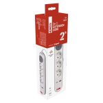 EMOS P1322PD, Hosszabbító 2 m / 3 aljzat / kapcsolós / fehér / 1× USB-A + 1× USB-C  / 1,5 mm2