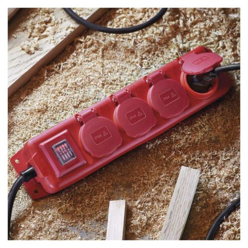 EMOS P14201, Hosszabbító 10 m / 4 aljzat / kapcsolós / fekete-piros / gumi-neoprén / 1,5 mm2