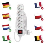 EMOS P1423R, Hosszabbító 3 m / 4 aljzat / kapcsolós / fehér / PVC / 1,5 mm2