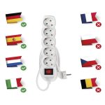 EMOS P1521R, Hosszabbító 1,5 m / 5 aljzat / kapcsolós / fehér / PVC / 1,5 mm2