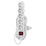   EMOS P1525R, Hosszabbító 5 m / 5 aljzat / kapcsolós / fehér / PVC / 1,5 mm2