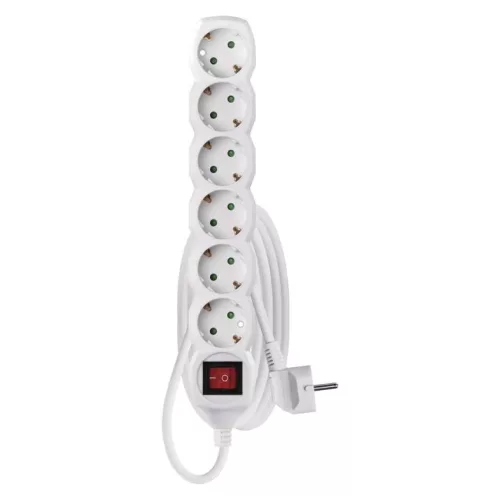 EMOS P1621, Hosszabbító 1,4 m  /  6 aljzat  /  fehér  /  PVC  /  1 mm2