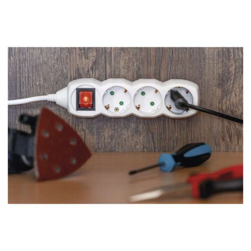 EMOS P1622, Hosszabbító 2 m / 6 aljzat / kapcsolós / fehér / PVC / 1 mm2