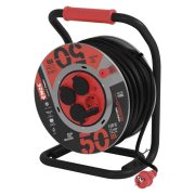   EMOS P19223, Kültéri kábeldob 50 m / 4 aljzat / fekete / gumi-neoprén / 230V / 1,5 mm2