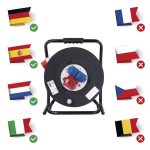 EMOS P192250, Kültéri kábeldob 25 m / 3 aljzat / fekete / gumi / 230V/400V / 1,5 mm2