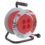 EMOS P19427, Kábeldob 25 m / 4 aljzat / fekete / PVC / 230 V / 1,5 mm2