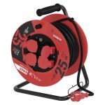 EMOS P19625, Kültéri kábeldob 25 m / 4 aljzat / fekete / gumi / 230 V / 2,5 mm2