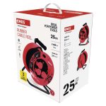 EMOS P19625, Kültéri kábeldob 25 m / 4 aljzat / fekete / gumi / 230 V / 2,5 mm2