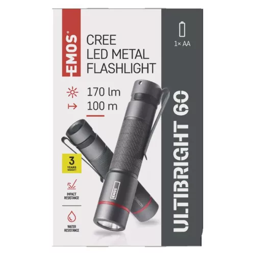 EMOS P3160, ULTIBRIGHT 60 CREE LED fém zseblámpa, 170lm