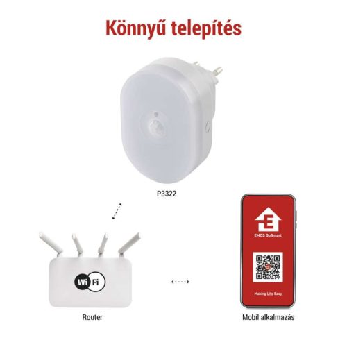 EMOS P3322, GoSmart PIR érzékelő (mozgásérzékelő) éjjeli fénnyel, WiFi