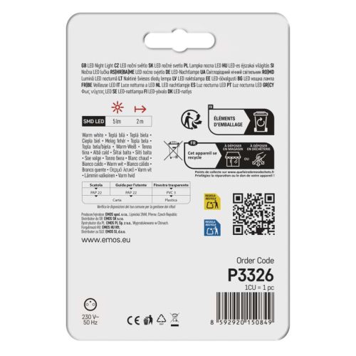 EMOS P3326, EMOS LED éjjeli fény 0,5W+dugalj