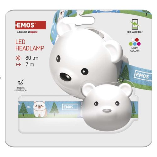 EMOS P3543, EMOS LED Fejlámpa tölthető medve 80 lm, Li-Pol 500 mAh