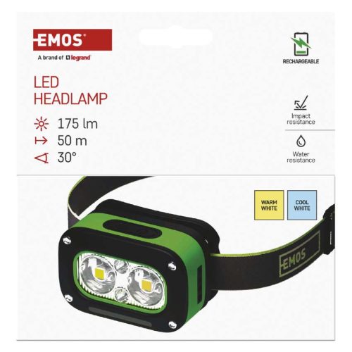 EMOS P3545, EMOS LED Fejlámpa P3545, 175 lm, tölthető