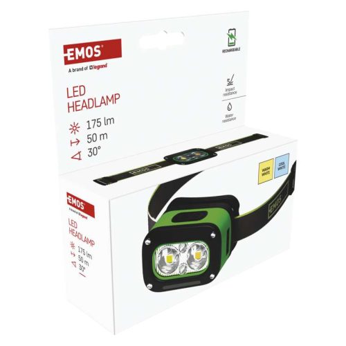 EMOS P3545, EMOS LED Fejlámpa P3545, 175 lm, tölthető