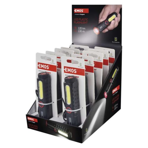 EMOS P4720, LED-es újratölthető műanyag zseblámpa P4720, 120 lm, 10 PCS, display box