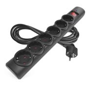 EMOS P54219, Túlfeszültségvédő 6 aljzat, 3 m, fekete