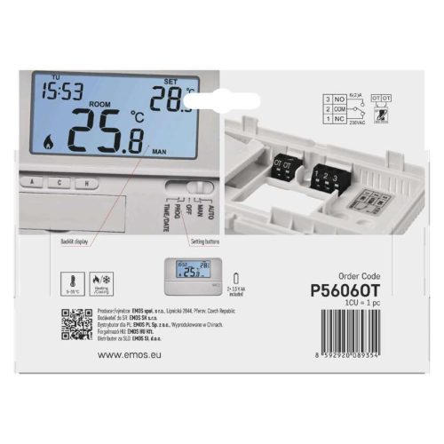 EMOS P5606OT, Programozható vezetékes OpenTherm szobatermosztát P5606OT