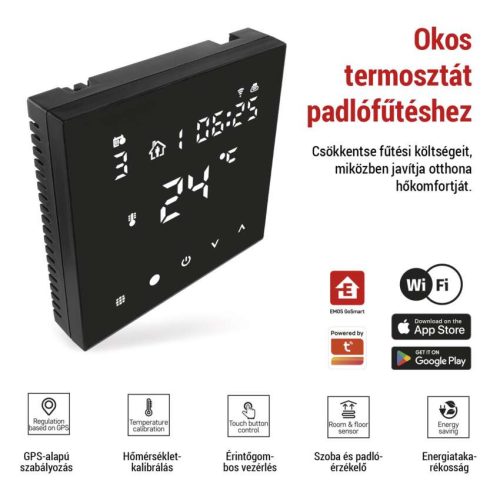 EMOS P56201BUF, GoSmart Programozható vezetékes termosztát padlófűtéshez WiFi-vel P56201BUF