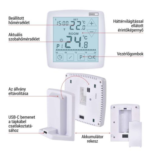 EMOS P56A11, Programozható vezeték nélküli OpenTherm szobatermosztát P56A11