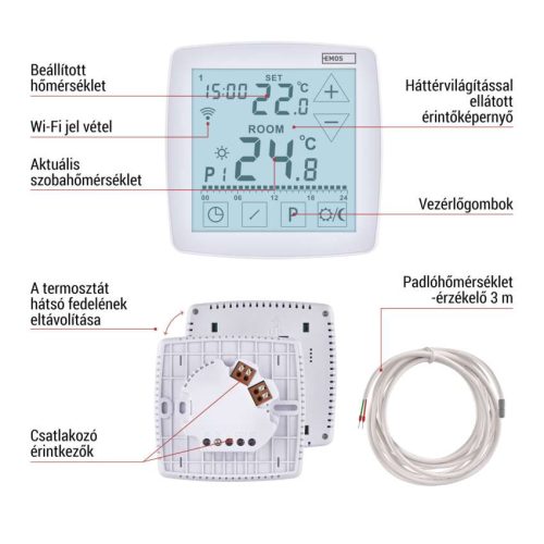 EMOS P56S01F, GoSmart Programozható vezetékes termosztát padlófűtéshez WiFi-vel P56S01F
