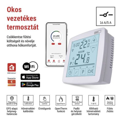 EMOS P56S01, GoSmart Programozható vezetékes szobatermosztát WiFi-vel P56S01