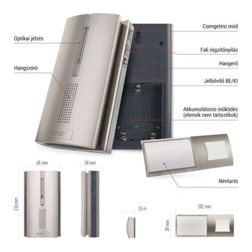 EMOS P5763N, Vezeték nélküli csengő P5763N, 3× AA, ismétlési funkció