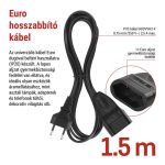 EMOS PC01301, Hosszabbító 1,5 m / 1 aljzat / fekete / PVC / 0,75 mm2