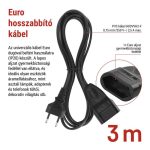 EMOS PC01303, Hosszabbító 3 m / 1 aljzat / fekete / PVC / 0,75 mm2