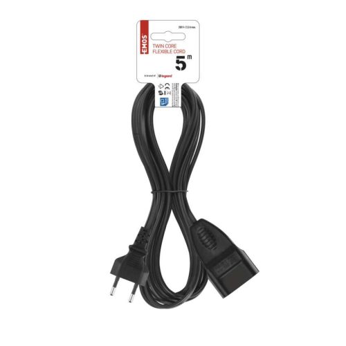 EMOS PC01305, Hosszabbító 5 m / 1 aljzat / fekete / PVC / 0,75 mm2