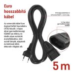 EMOS PC01305, Hosszabbító 5 m / 1 aljzat / fekete / PVC / 0,75 mm2