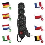 EMOS PC1521R, Hosszabbító 1,5 m / 5 aljzat / kapcsolós / fekete / PVC / 1,5 mm2