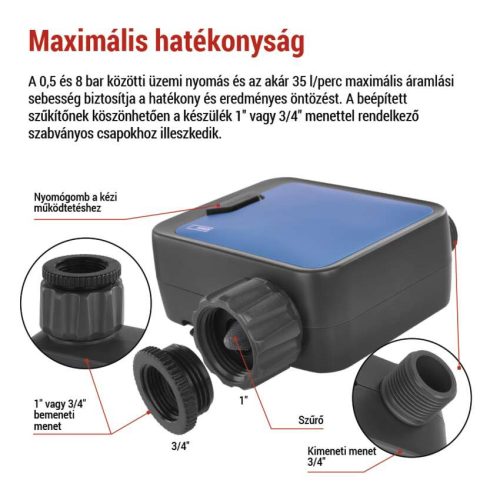 EMOS PW56201, GoSmart öntöző időzítő, Bluetooth 5.0, 1 kimenet